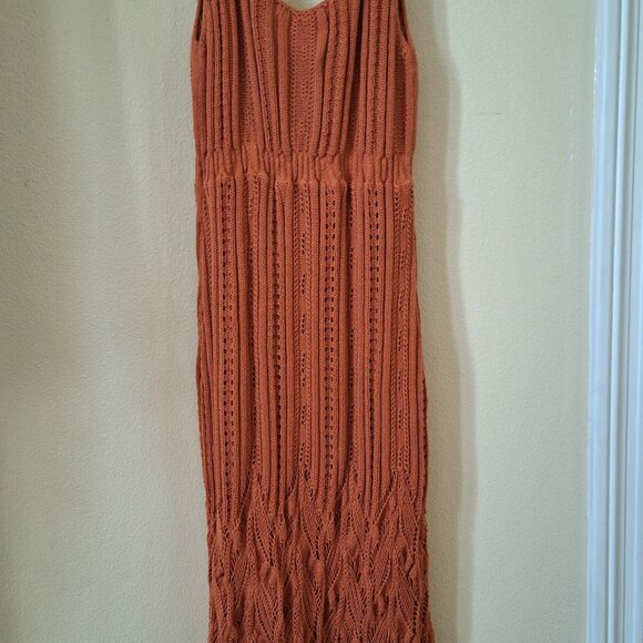 Petal And Pup Rust Orange Petrova Crochet Midi Dress Size Small Boho Festival - Picture 12 of 12